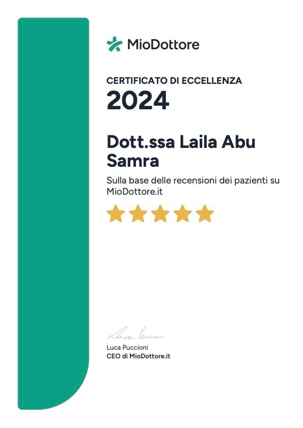 certificato-di-eccellenza-laila-2024 Certificato eccellenza dottoressa Laila Abu Samra 2024